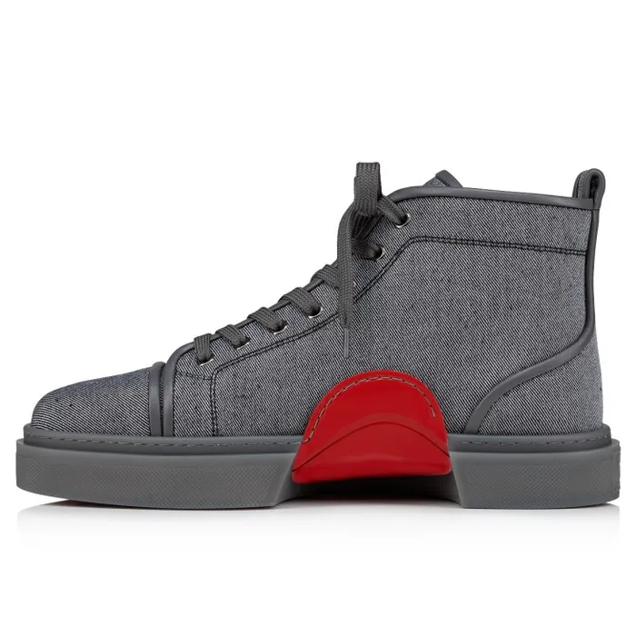 Men Adolon Hightop Sneakers 8211 Linen And Calf Leather 8211 Smoky Christian Louboutin Sneakers