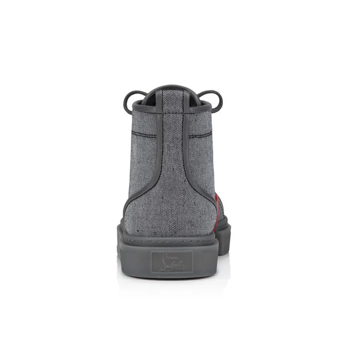 Men Adolon Hightop Sneakers 8211 Linen And Calf Leather 8211 Smoky Christian Louboutin Sneakers