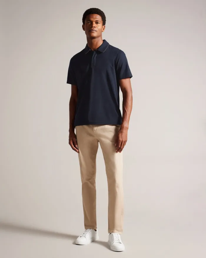 Men AROUE 8211 Short Sleeve Polo Shirt With Suedette Trim Navy Ted Baker Polo Shirts Men AROUE 8211 Short Sleeve Polo Shirt With Suedette Trim Navy Ted Baker Polo Shirts