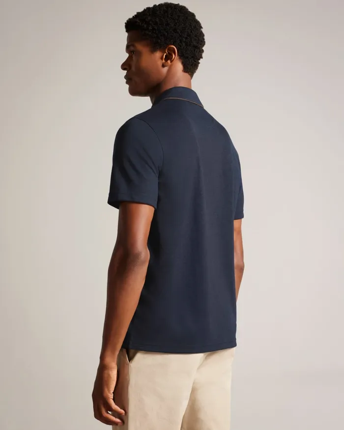 Men AROUE 8211 Short Sleeve Polo Shirt With Suedette Trim Navy Ted Baker Polo Shirts Men AROUE 8211 Short Sleeve Polo Shirt With Suedette Trim Navy Ted Baker Polo Shirts