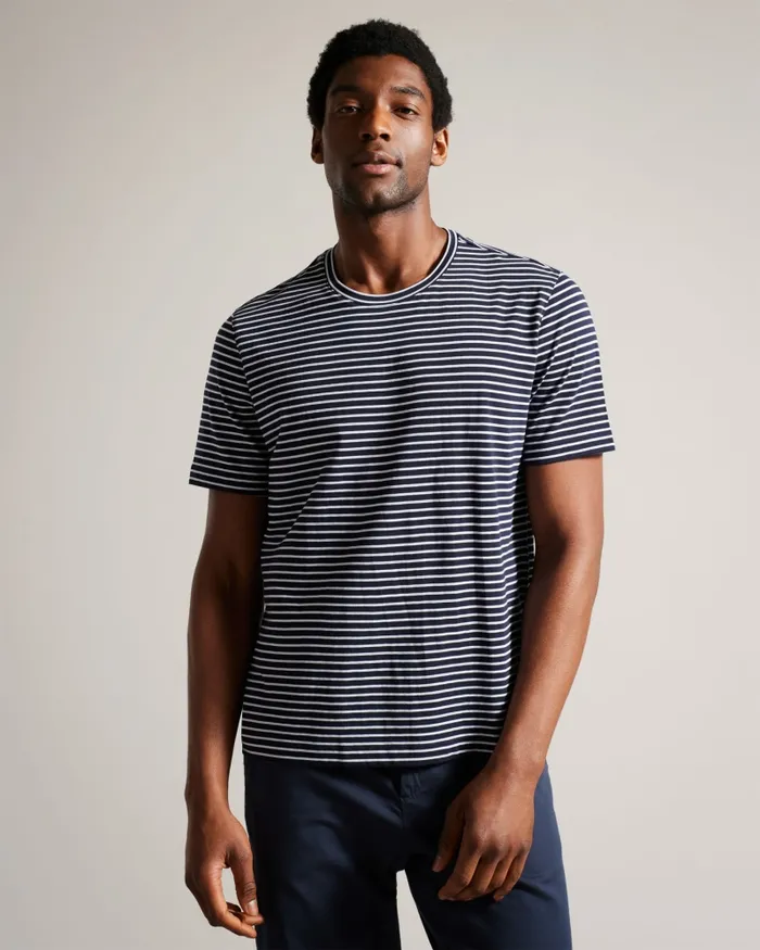 Men ARVAN 8211 Short Sleeve Striped TShirt Navy Ted Baker Tops Men ARVAN 8211 Short Sleeve Striped TShirt Navy Ted Baker Tops