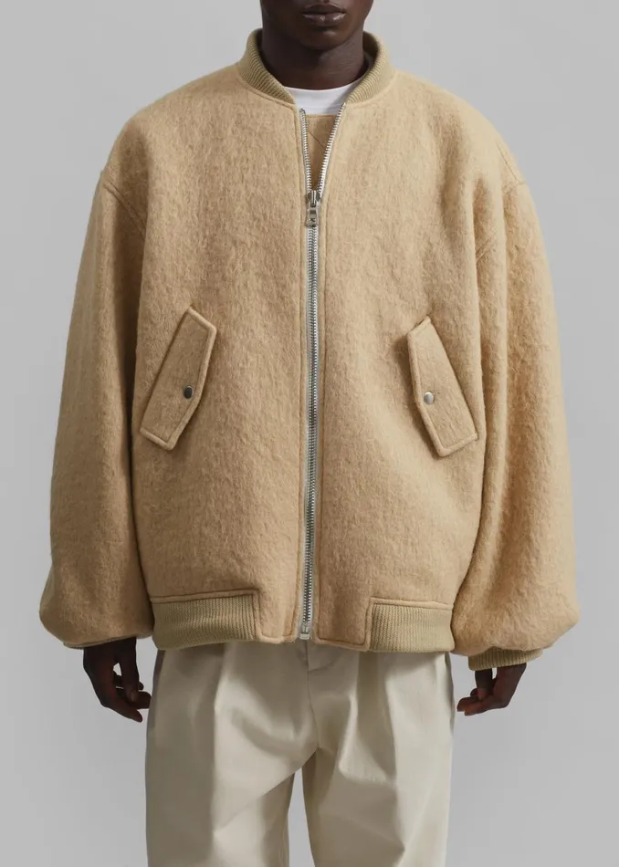 Men Astra Wool Bomber Jacket 8211 Pale Yellow The Frankie Shop Outerwear