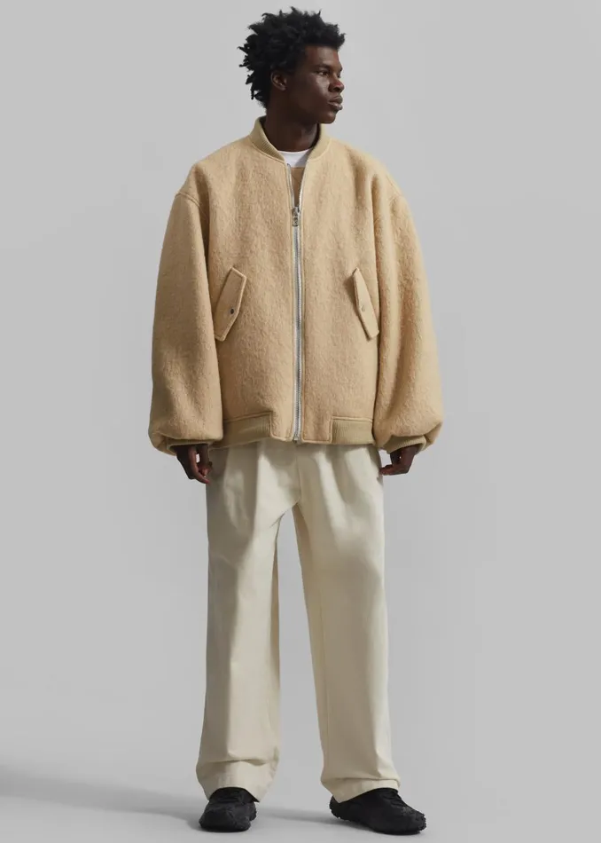 Men Astra Wool Bomber Jacket 8211 Pale Yellow The Frankie Shop Outerwear