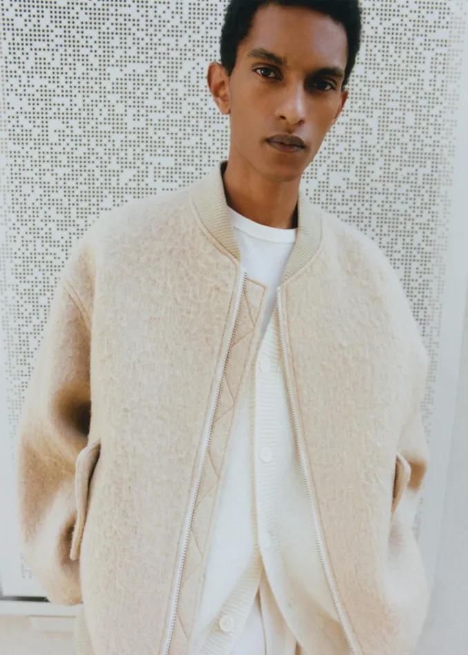 Men Astra Wool Bomber Jacket 8211 Pale Yellow The Frankie Shop Outerwear