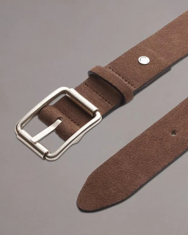 Men Belts Rag and Bone Evan Suede Belt Coffee Suede