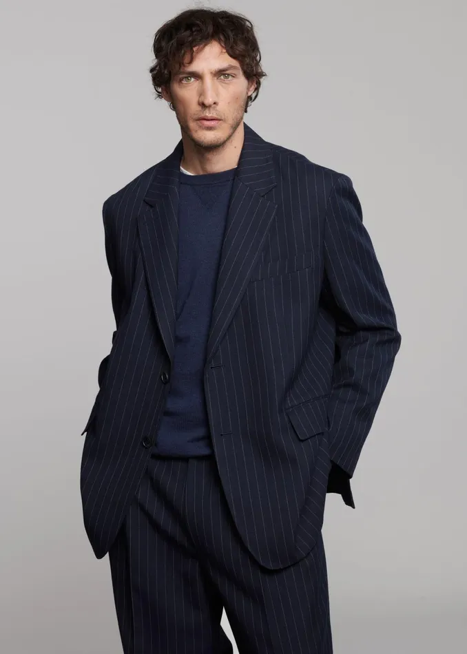 Men Beo Blazer 8211 NavyWhite Pinstripe The Frankie Shop Outerwear