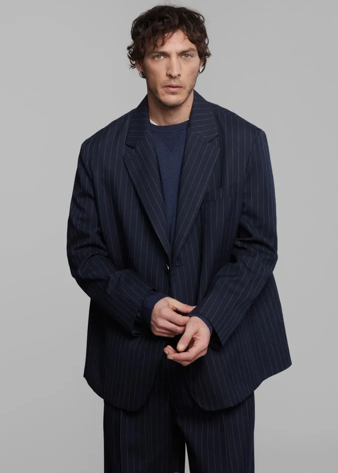 Men Beo Blazer 8211 NavyWhite Pinstripe The Frankie Shop Outerwear