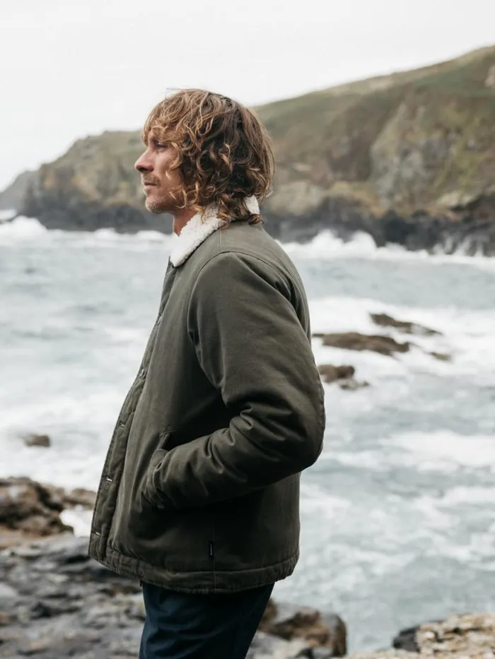 Men Berings Deck Jacket Olive Finisterre Jackets Coats and Gilets