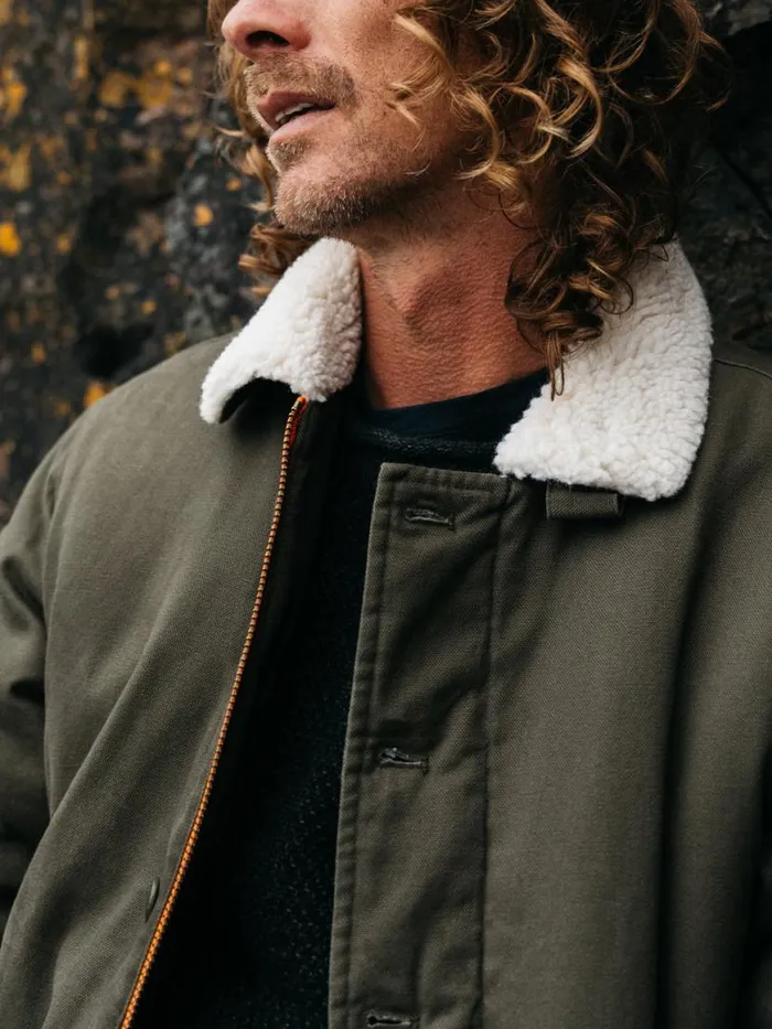 Men Berings Deck Jacket Olive Finisterre Jackets Coats and Gilets