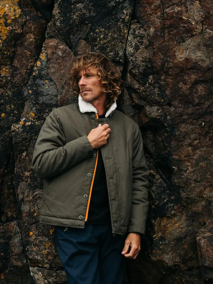 Men Berings Deck Jacket Olive Finisterre Jackets Coats and Gilets