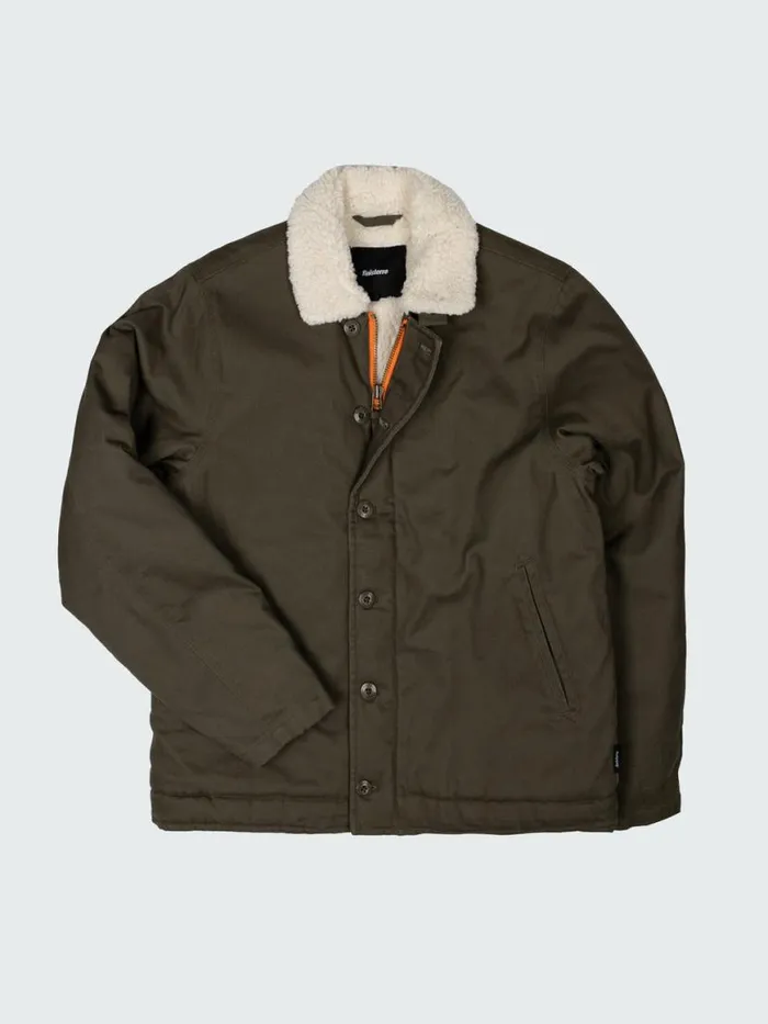 Men Berings Deck Jacket Olive Finisterre Jackets Coats and Gilets
