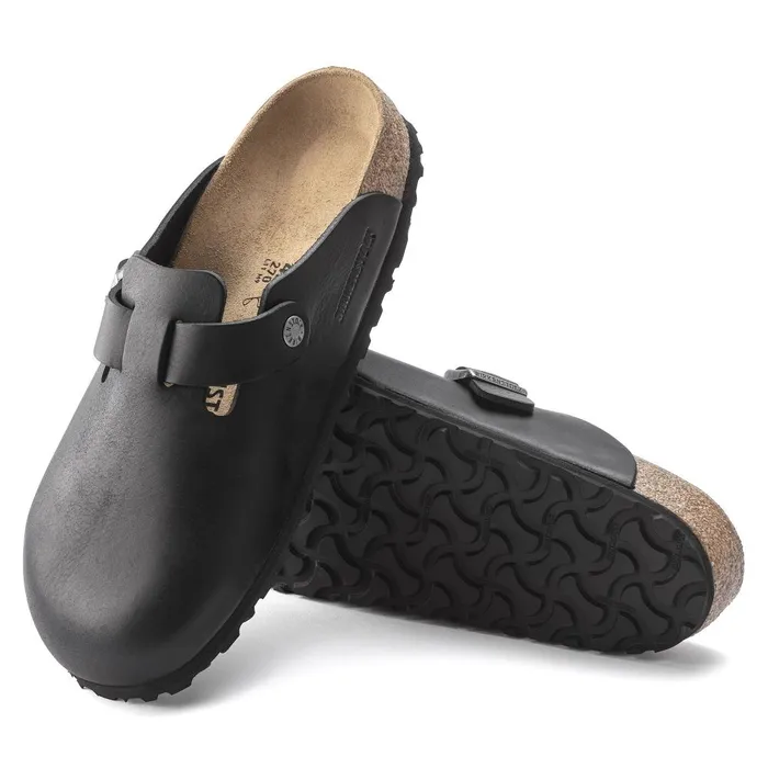 Men Birkenstock Clogs Boston Grip Vintage Wood Black