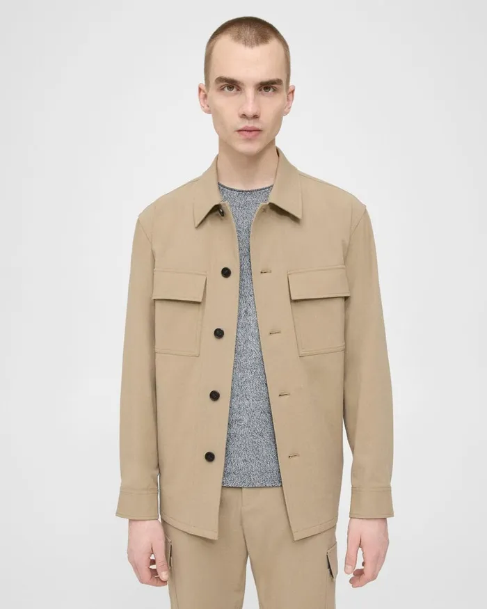 Men Blazers Jackets Theory Clyfford Shirt Jacket In Neoteric Twill Bark