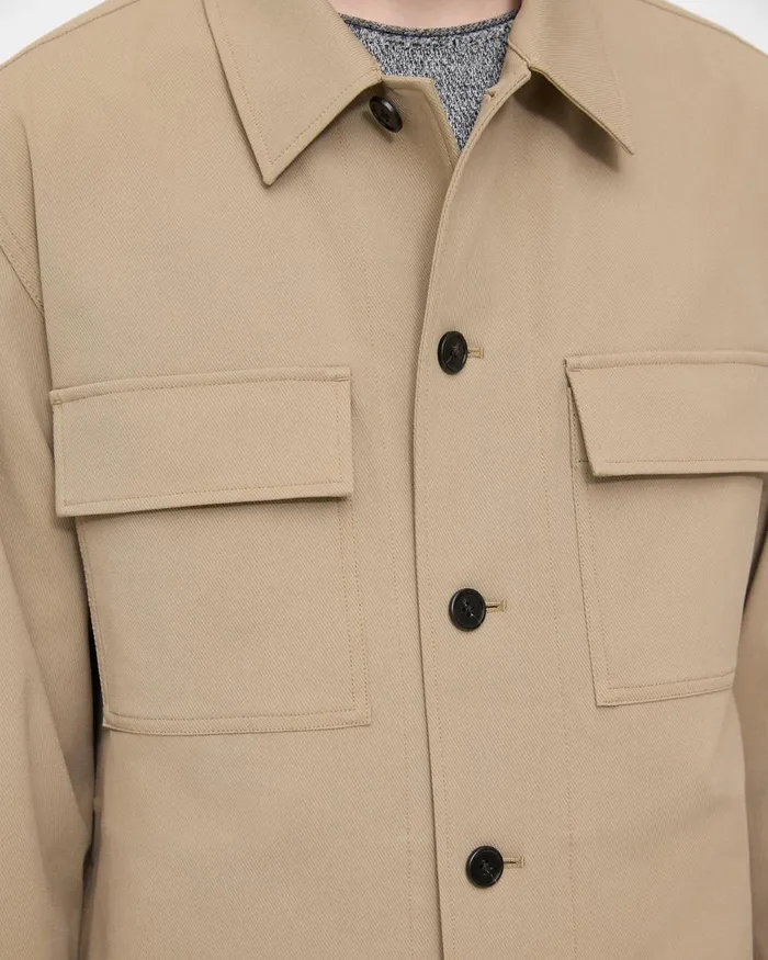 Men Blazers Jackets Theory Clyfford Shirt Jacket In Neoteric Twill Bark