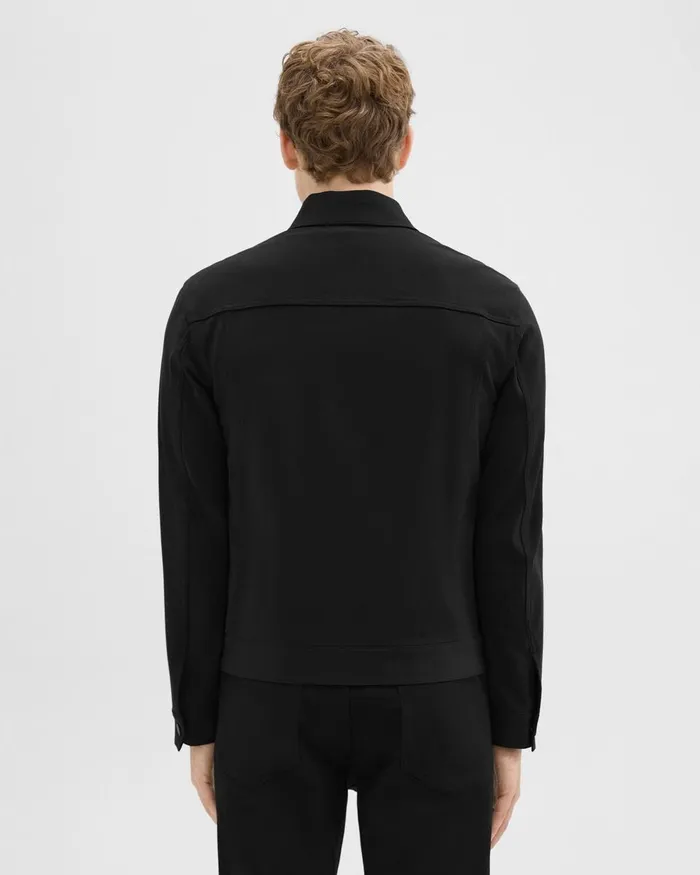 Men Blazers Jackets Theory River Trucker Jacket In Neoteric Twill Black