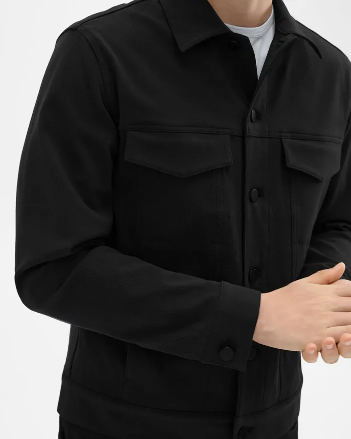 Men Blazers Jackets Theory River Trucker Jacket In Neoteric Twill Black