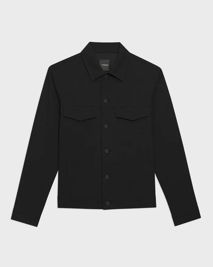 Men Blazers Jackets Theory River Trucker Jacket In Neoteric Twill Black