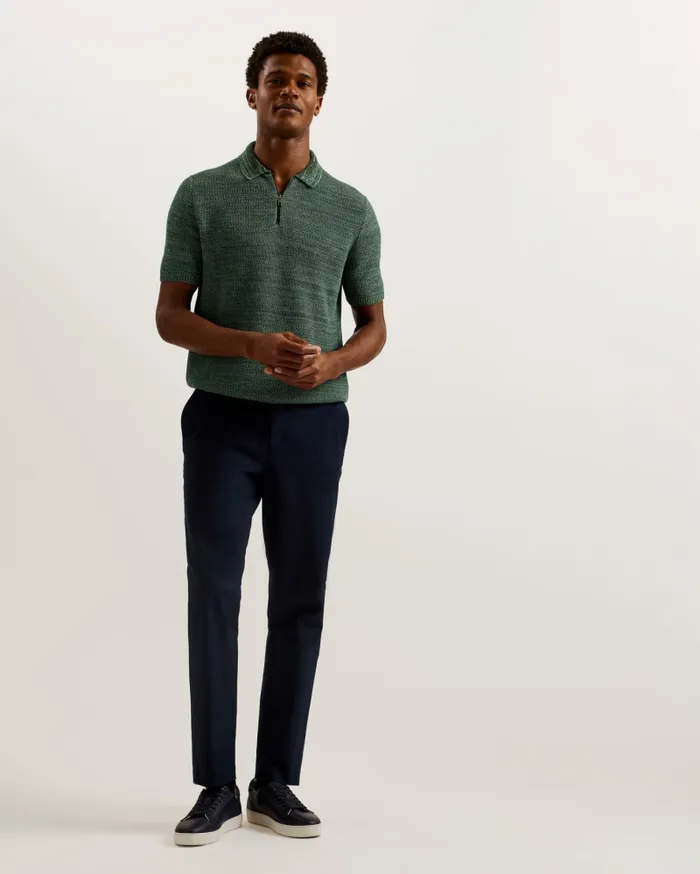Men BLOSSAM 8211 Short Sleeve Zip Polo Shirt Olive Ted Baker Jumpers and Knitwear Men BLOSSAM 8211 Short Sleeve Zip Polo Shirt Olive Ted Baker Jumpers and Knitwear