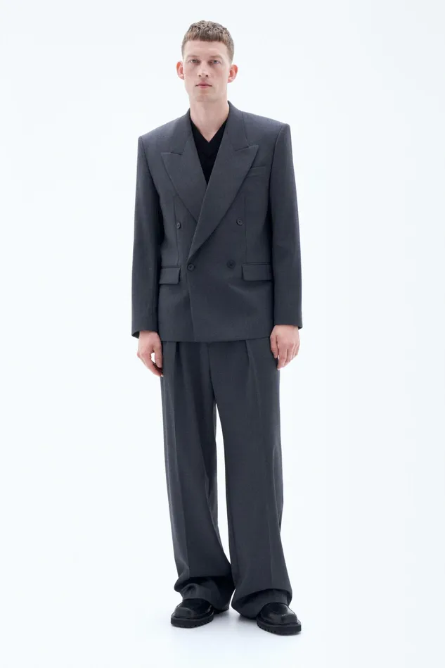 Men Boxy Wool Blazer Dk Grey Mel Filippa K Tailoring