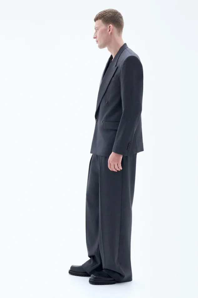 Men Boxy Wool Blazer Dk Grey Mel Filippa K Tailoring