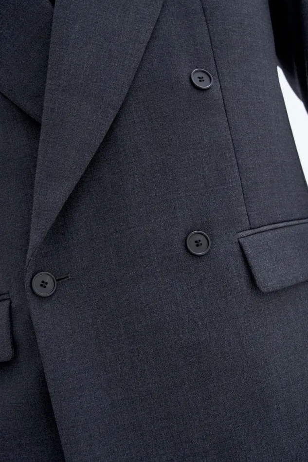 Men Boxy Wool Blazer Dk Grey Mel Filippa K Tailoring