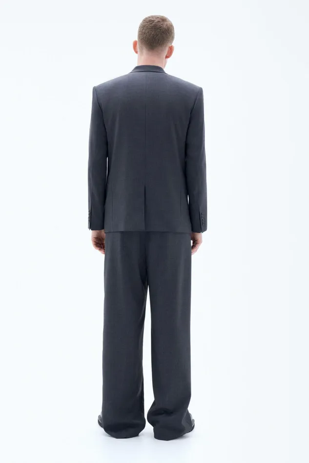 Men Boxy Wool Blazer Dk Grey Mel Filippa K Tailoring