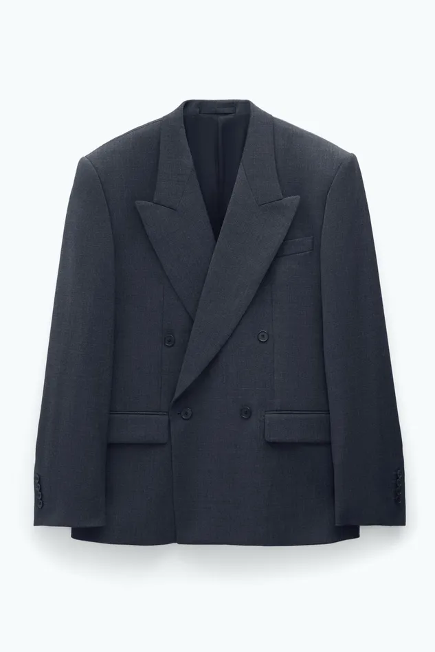 Men Boxy Wool Blazer Dk Grey Mel Filippa K Tailoring