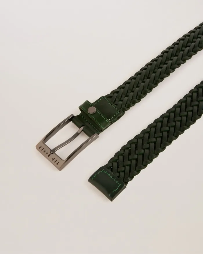 Men BRAIDIE 8211 Braided Leather Belt Green Ted Baker Belts