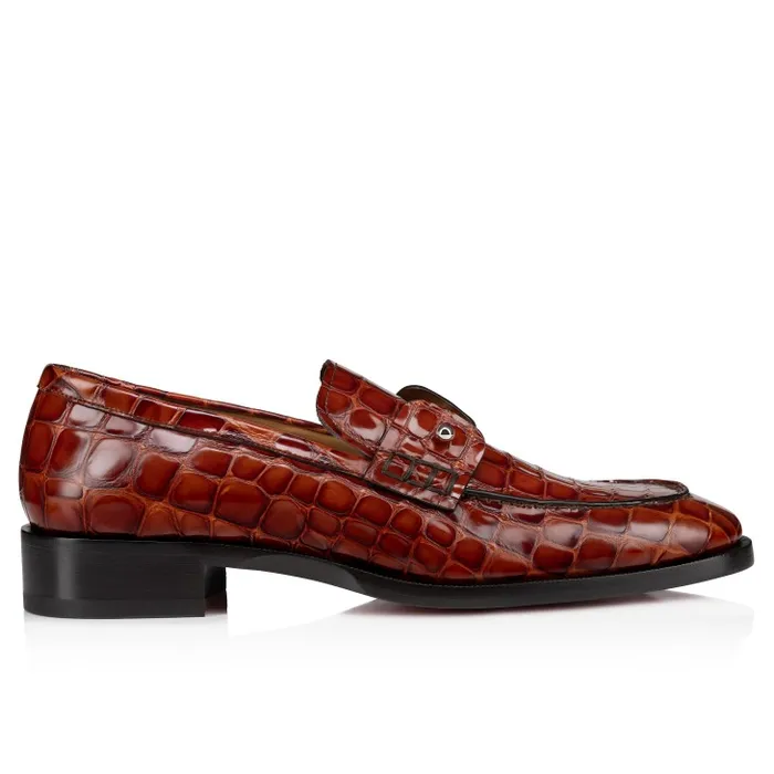 Men Chambelimoc Loafers 8211 Alligator Embossed Calf Leather 8211 Acajou Christian Louboutin Loafers and Moccasins