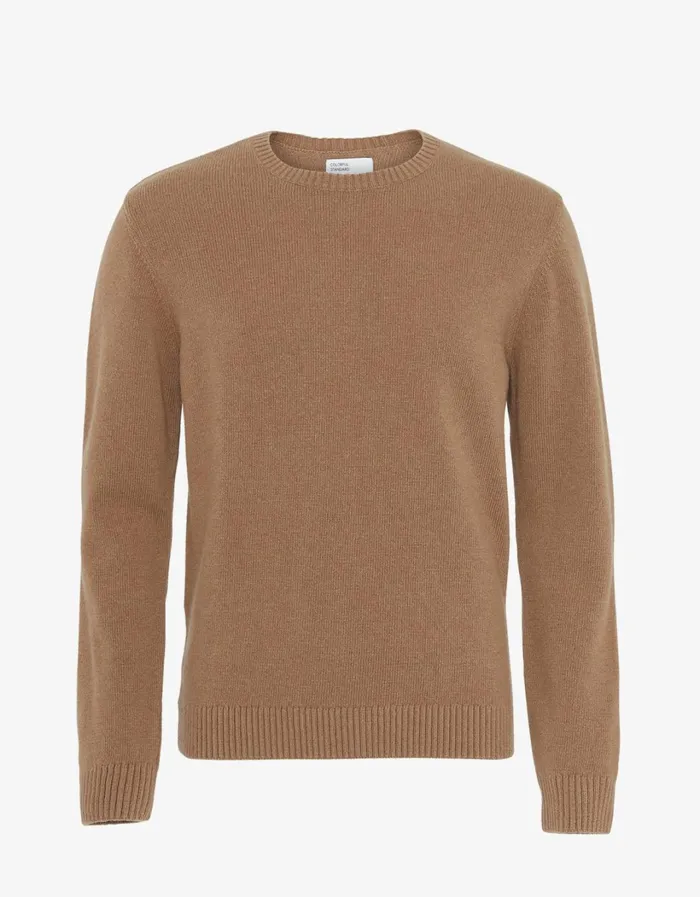 Men Classic Merino Wool Crew Sahara Camel Colorful Standard Knit Sweaters