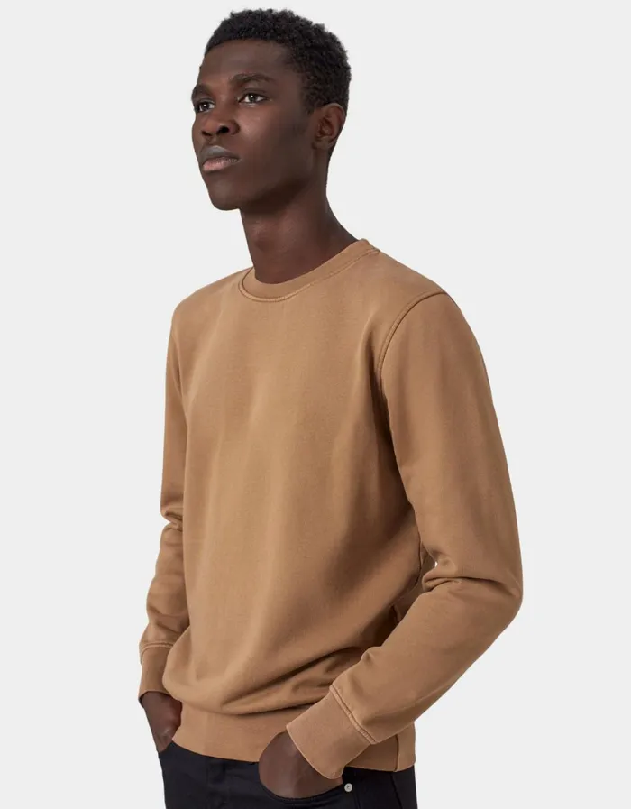 Men Classic Organic Crew Faded Grey Colorful Standard Crewneck Sweatshirts