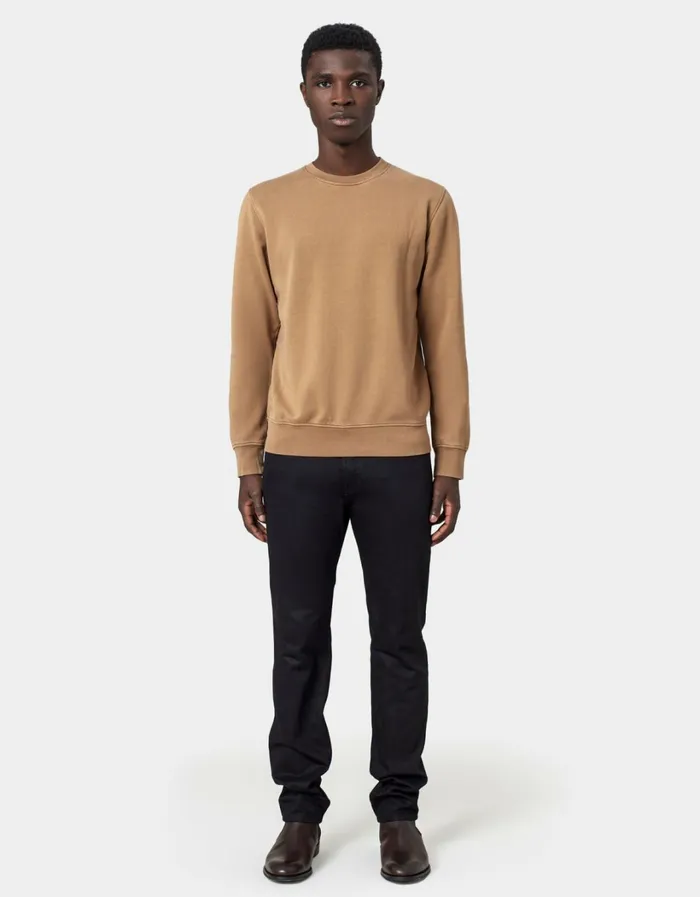 Men Classic Organic Crew Faded Grey Colorful Standard Crewneck Sweatshirts