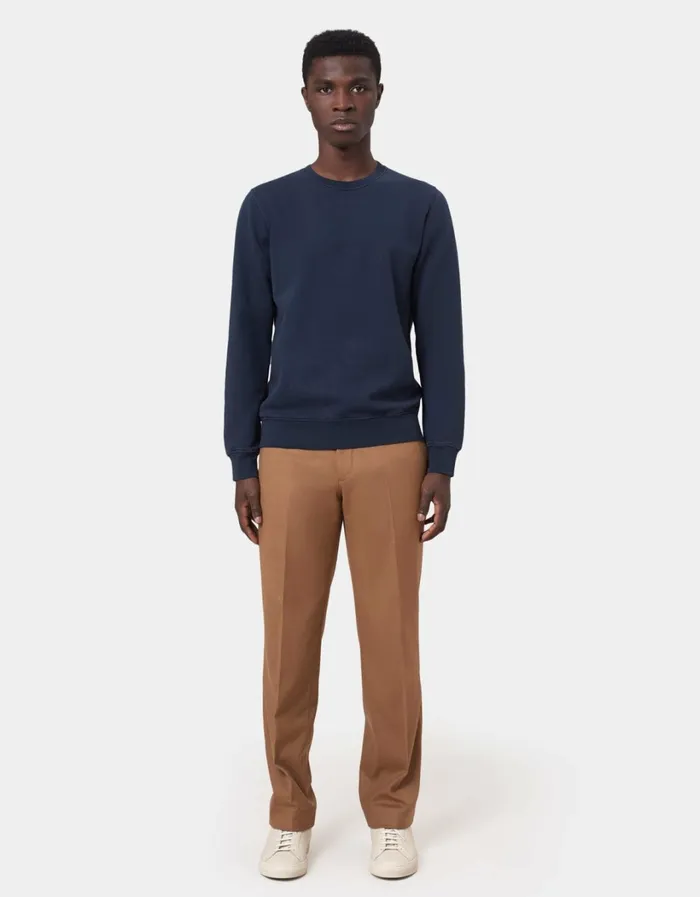 Men Classic Organic Crew Misty Brown Colorful Standard Crewneck Sweatshirts