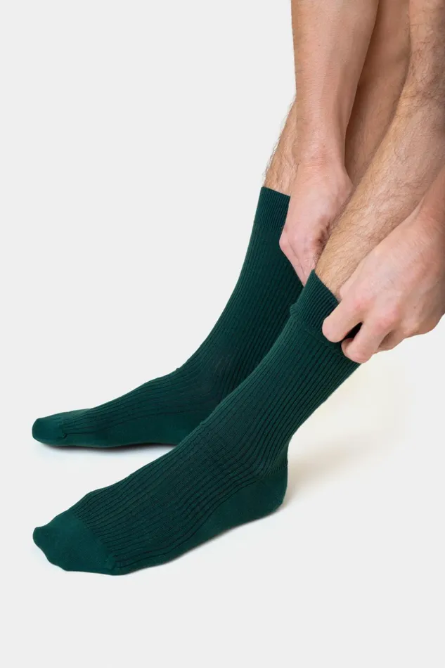 Men Classic Organic Sock Emerald Green Colorful Standard Socks and