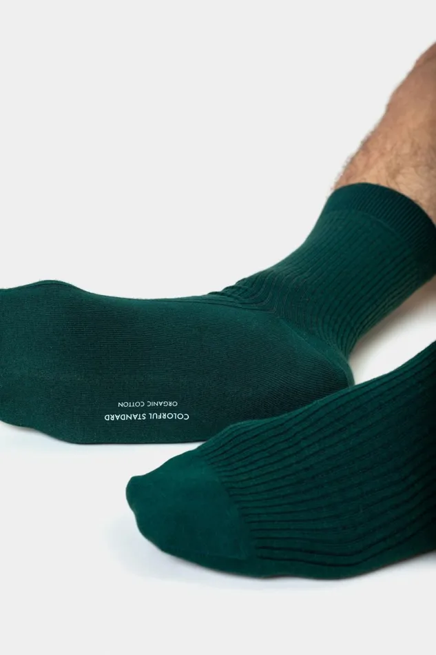 Men Classic Organic Sock Emerald Green Colorful Standard Socks and