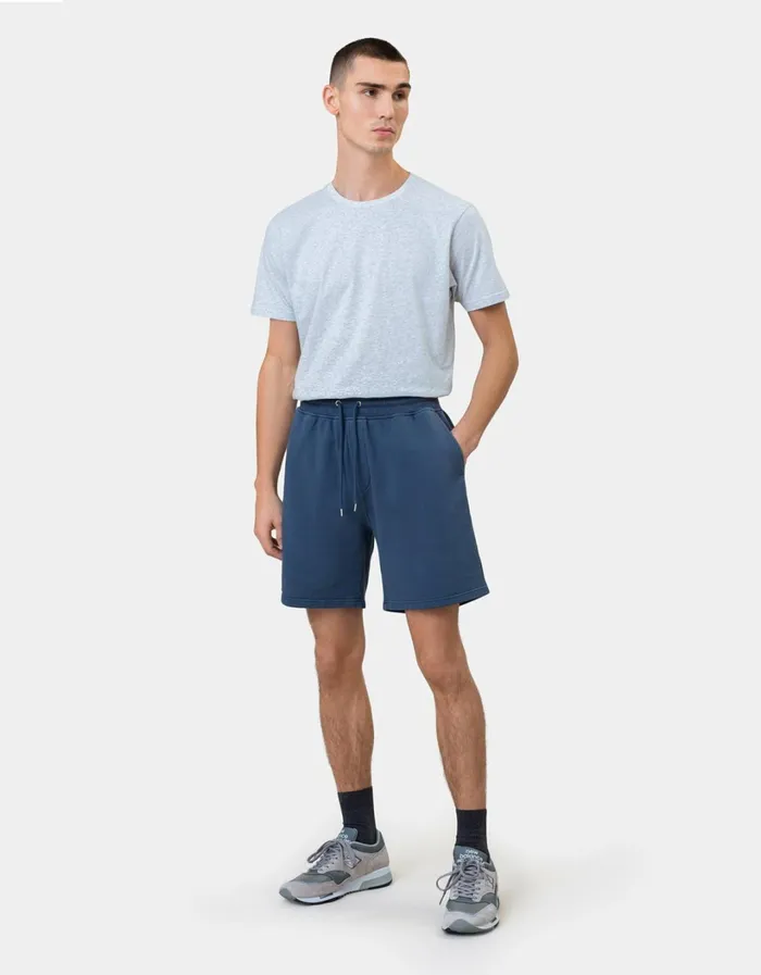 Men Classic Organic Sweatshorts Petrol Blue Colorful Standard Shorts