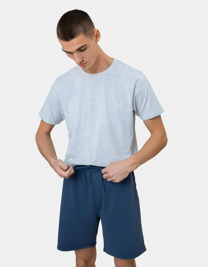 Men Classic Organic Sweatshorts Petrol Blue Colorful Standard Shorts
