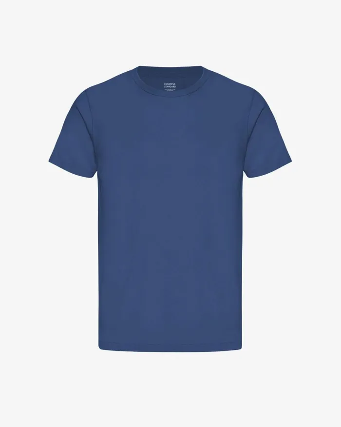 Men Classic Organic Tee Marine Blue Colorful Standard TShirts