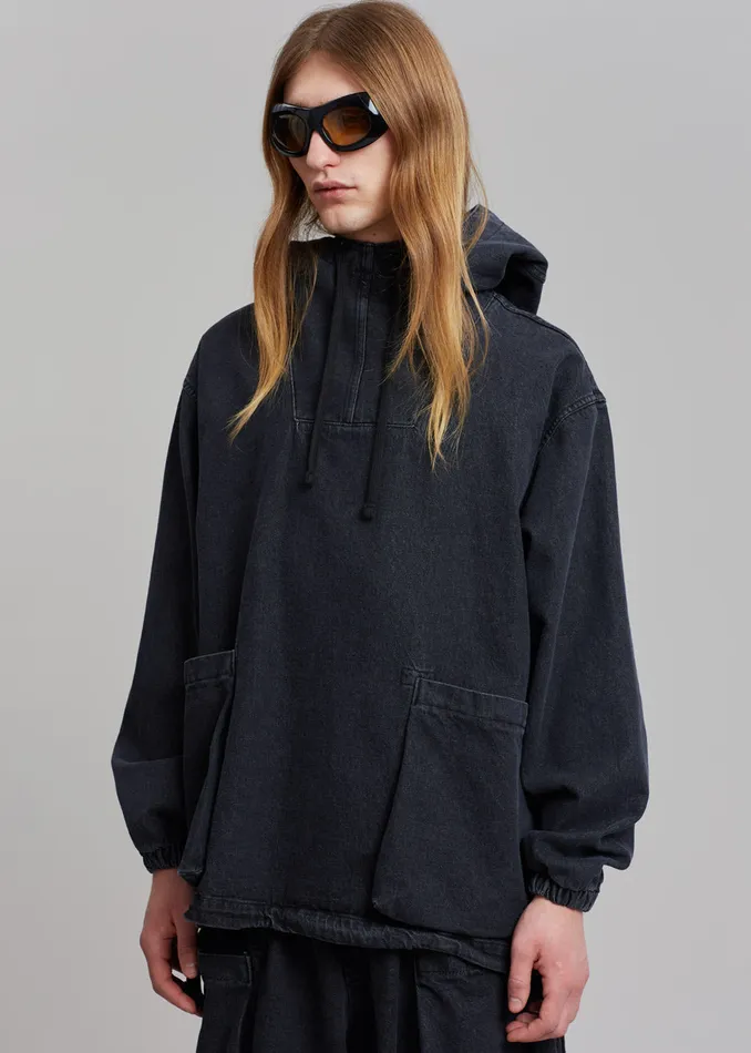 Men Cliff Denim Hoodie 8211 Black The Frankie Shop Outerwear