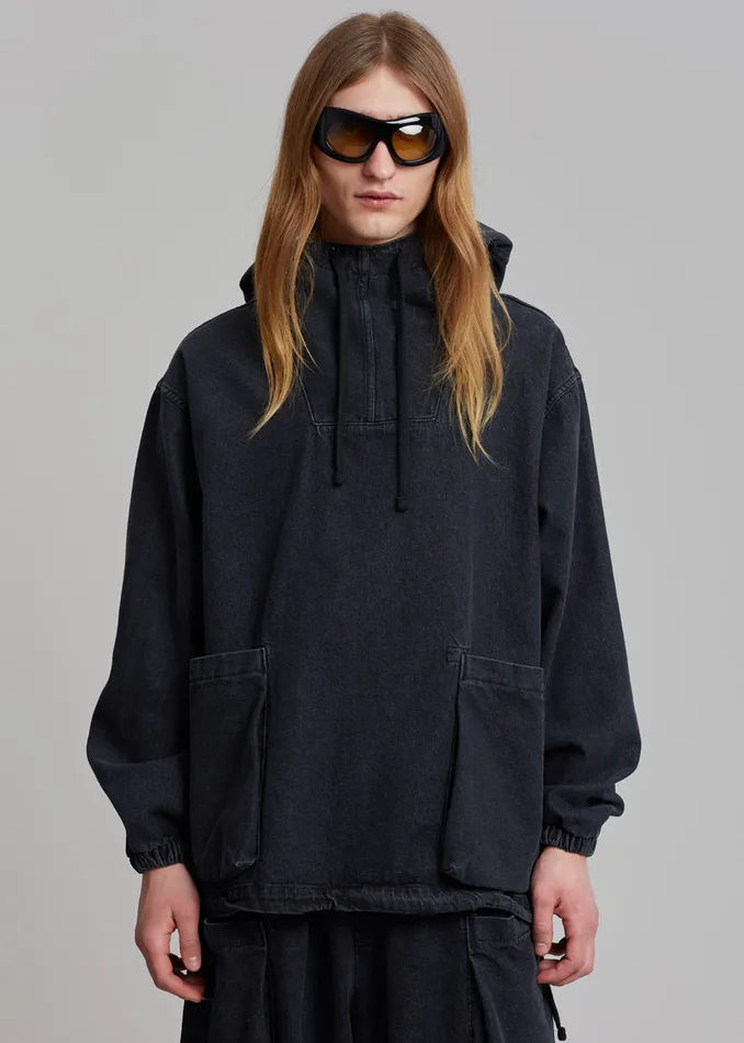Men Cliff Denim Hoodie 8211 Black The Frankie Shop Outerwear