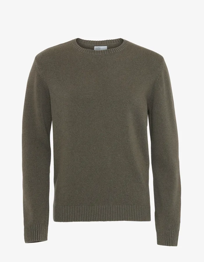 Men Colorfulstandard Classic Merino Wool Crew 8211 Dusty Olive Knit Sweaters