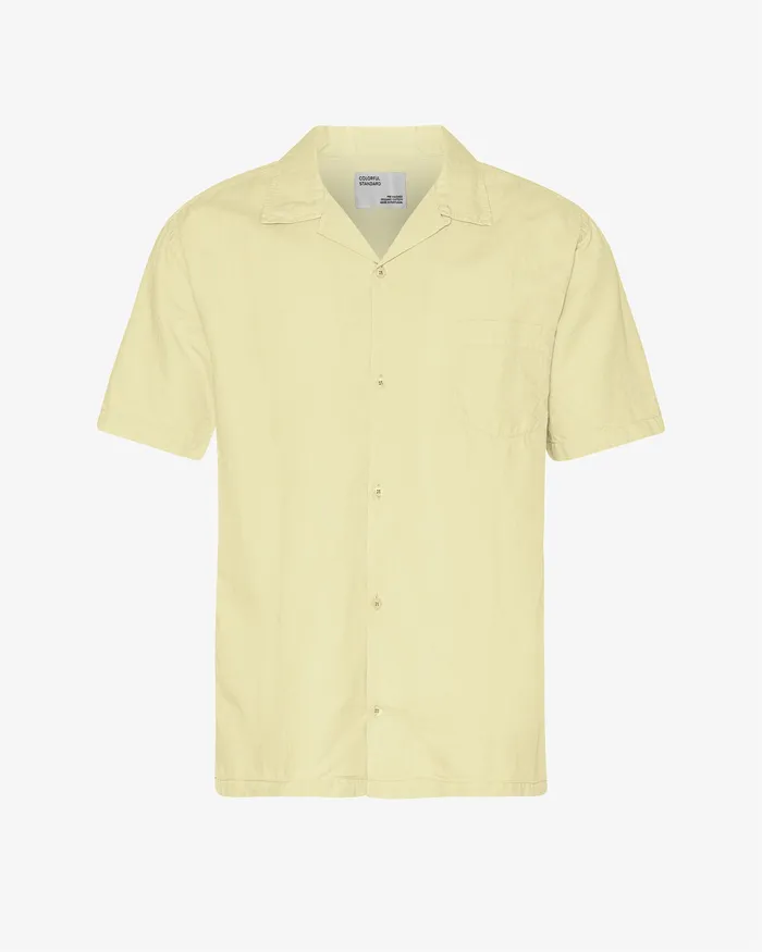 Men Colorfulstandard Linen Short Sleeved Shirt 8211 Soft Yellow Shirts