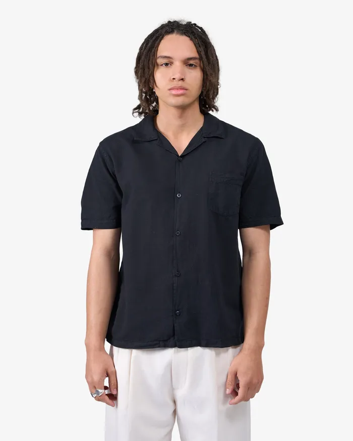 Men Colorfulstandard Linen Short Sleeved Shirt 8211 Soft Yellow Shirts