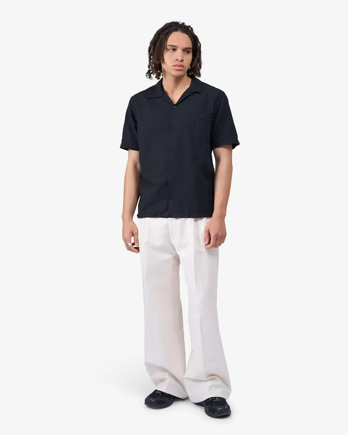 Men Colorfulstandard Linen Short Sleeved Shirt 8211 Soft Yellow Shirts