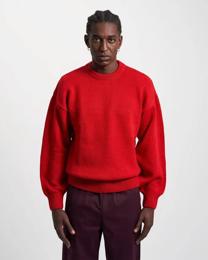 Men Colorfulstandard Oversized Merino Wool Crew 8211 Marine Blue Knit Sweaters