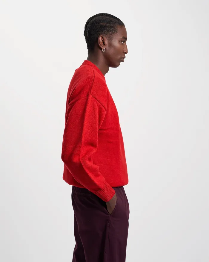 Men Colorfulstandard Oversized Merino Wool Crew 8211 Marine Blue Knit Sweaters