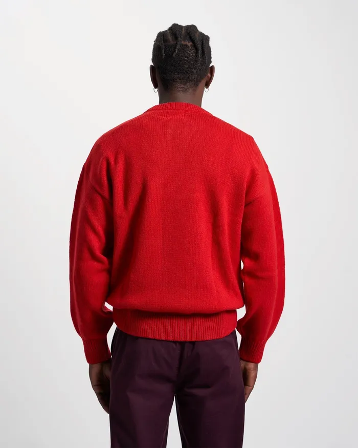 Men Colorfulstandard Oversized Merino Wool Crew 8211 Marine Blue Knit Sweaters