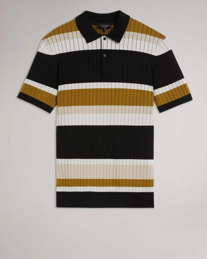 Men CONFER 8211 Short Sleeve Striped Polo Shirt Natural Ted Baker Tops