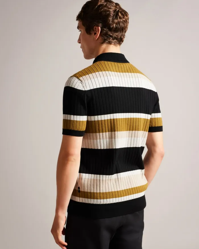 Men CONFER 8211 Short Sleeve Striped Polo Shirt Natural Ted Baker Tops