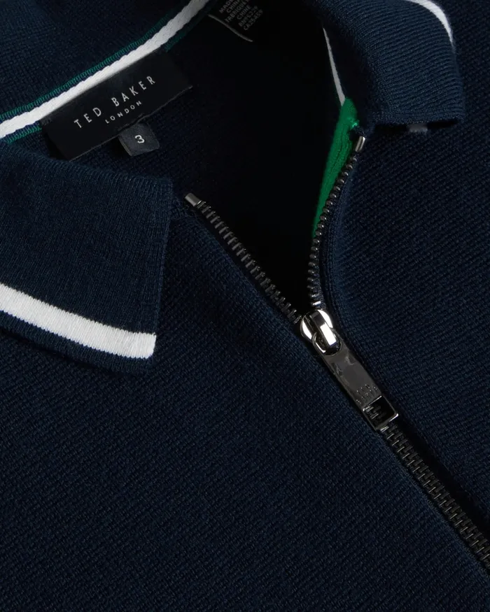 Men COPLOE 8211 Long Sleeve Zip Through Jacket Navy Ted Baker Jumpers and Knitwear Men COPLOE 8211 Long Sleeve Zip Through Jacket Navy Ted Baker Jumpers and Knitwear